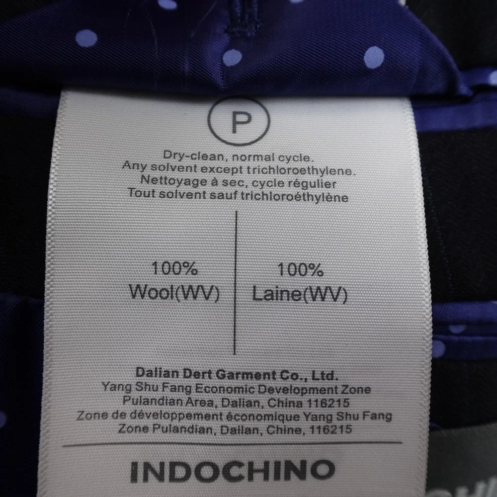 Indochino Blazer Mens 46L Blue Wool Button Suit Jacket Sport Coat‎ Surgeon Cuff